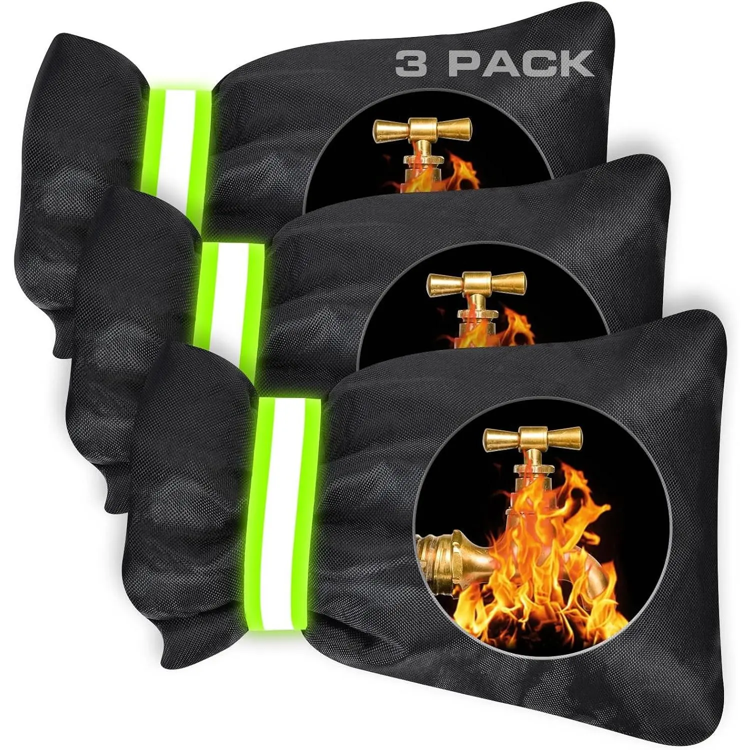 Outdoor Faucet Covers for Winter 3 Pack, Thickened Insulated Pipe Covers for Outside, Reusable Waterproof Pipe Insulation Foam Tube, 7.7" H x 5.9" W, Black