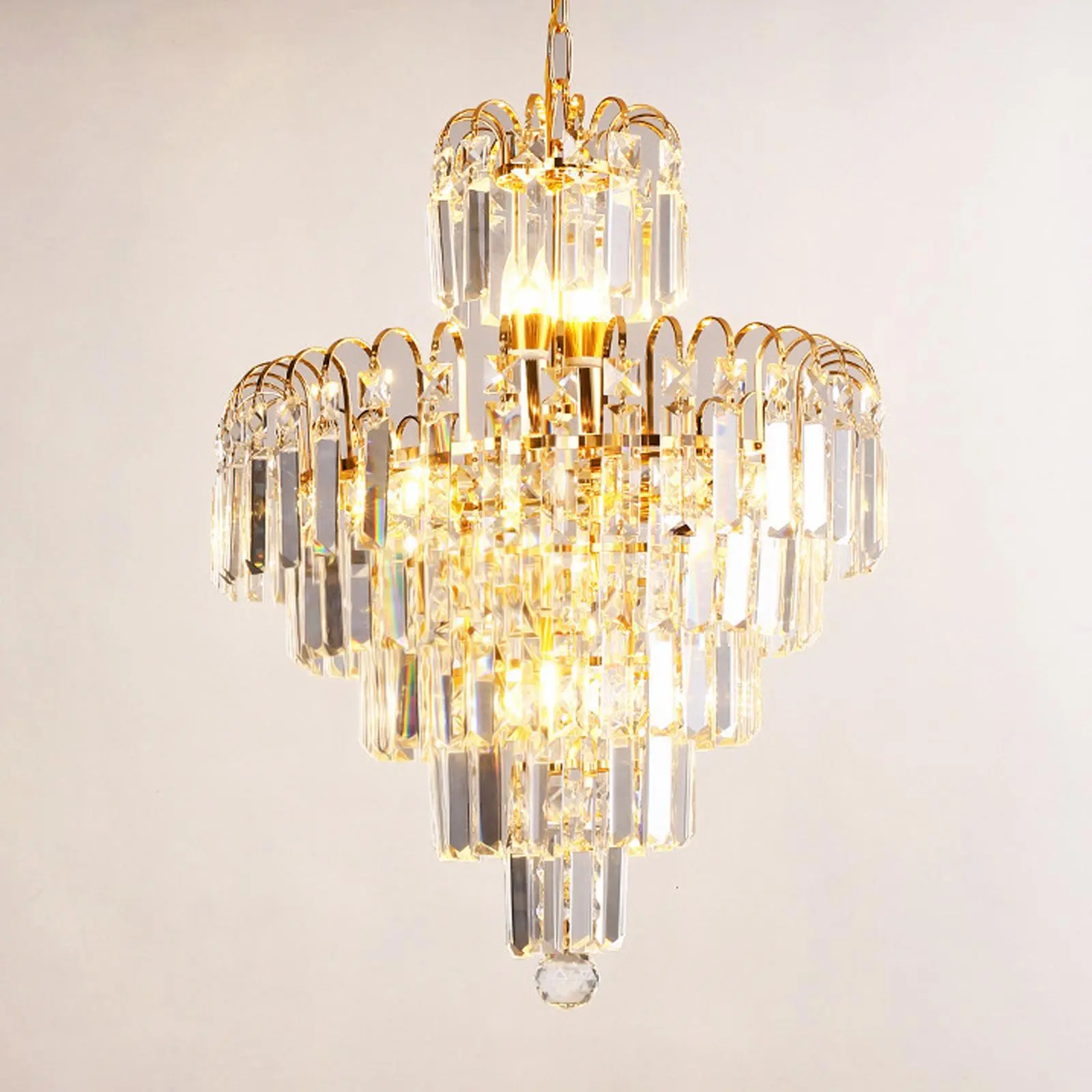 Ceiling Light Modern K9 Crystal Chandelier Lighting,Flush Mount LED Pendant Lighting Fixture Lamp for Dining Room,Gold Plated Crystal Ceiling Light for Bedroom Living Room,H 21.6" X D15.7