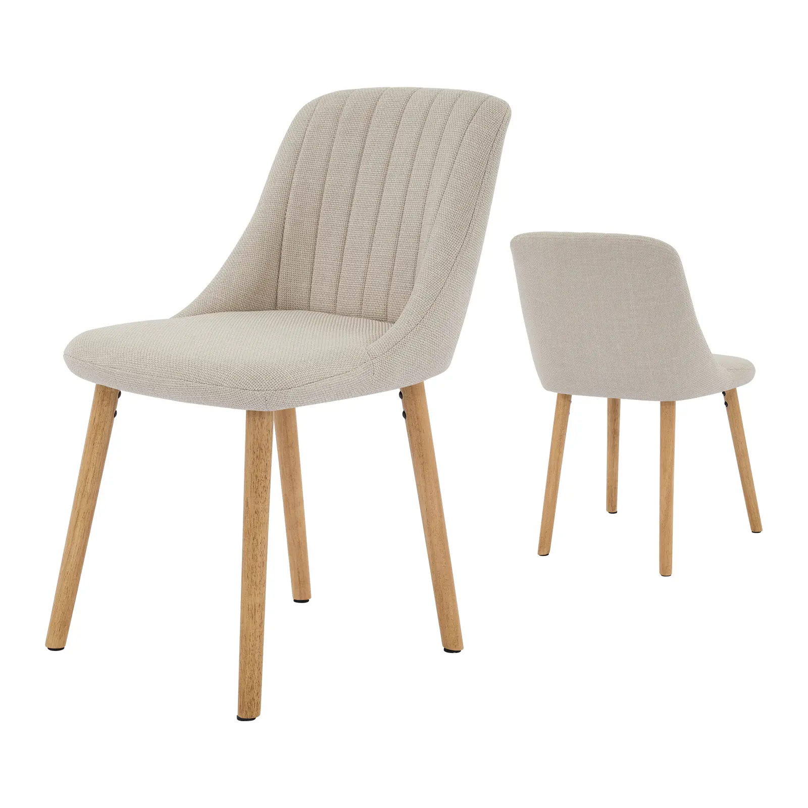 Modern Upholstered Dining Chairs, Dining Room Chairs Set of 2, Fabric Accent Chair with High Back and Wood Legs, 300lb Weight Capacity, Kitchen Side Chairs for Living Room, Bedroom, Beige/Grey
