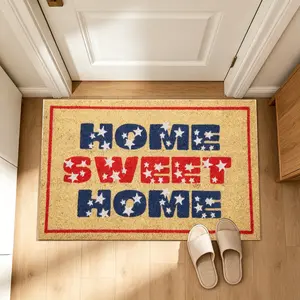 Home Sweet Home Patriotic Doormat Red White Blue Stars Diatomaceous Earth Floor Mat Non Slip Absorbent Quick Dry Entryway Rug for 4th of July Independence Day Home Decor Indoor Outdoor Bathroom Kitchen