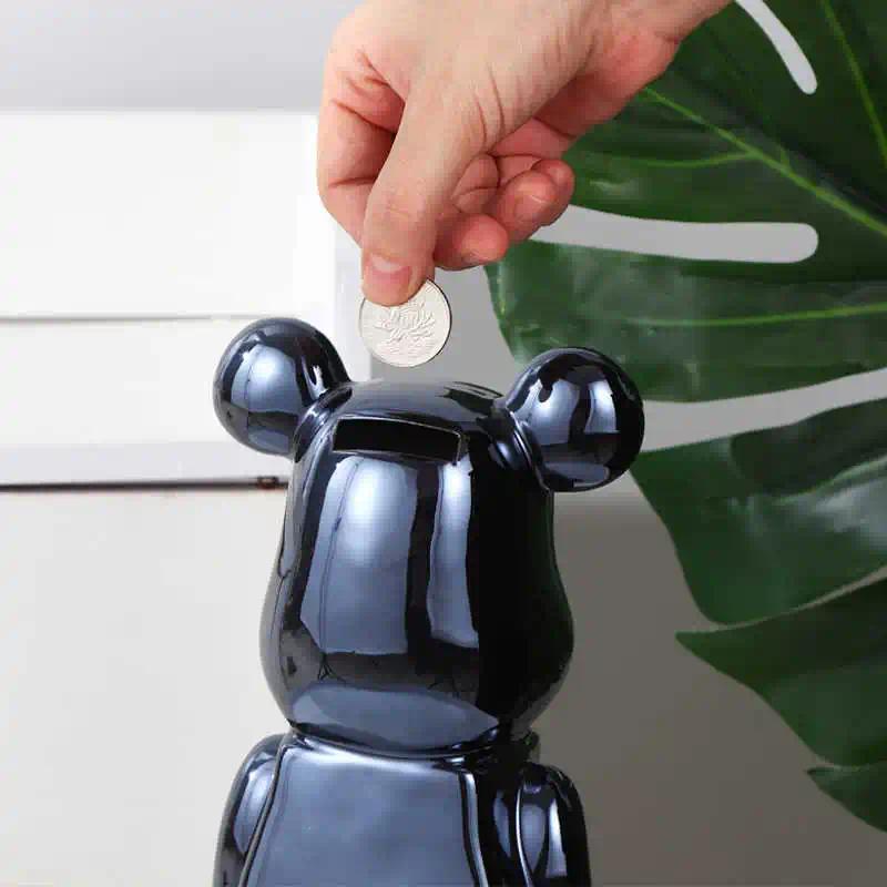 Aesthetic Bear Figure Catoon Ceramics Bear Statue Cute Animal Figurine Sculpture Luxury Livingroom Decoration Desk Accessories