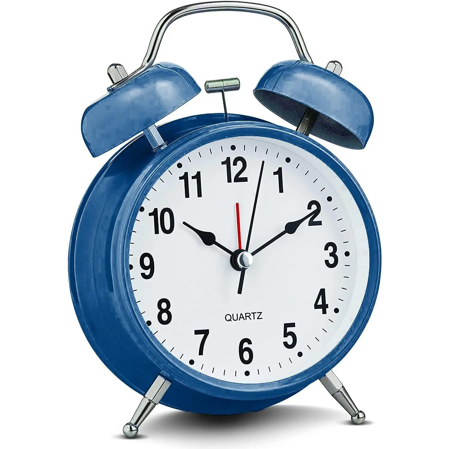 Analog  Clock 4"    Navy Blue Silent Non-Ticking Quartz  Operated Extra Loud with Backlight for Bedside Table Desk, Retro Old Fashioned for Heavy Sleepers