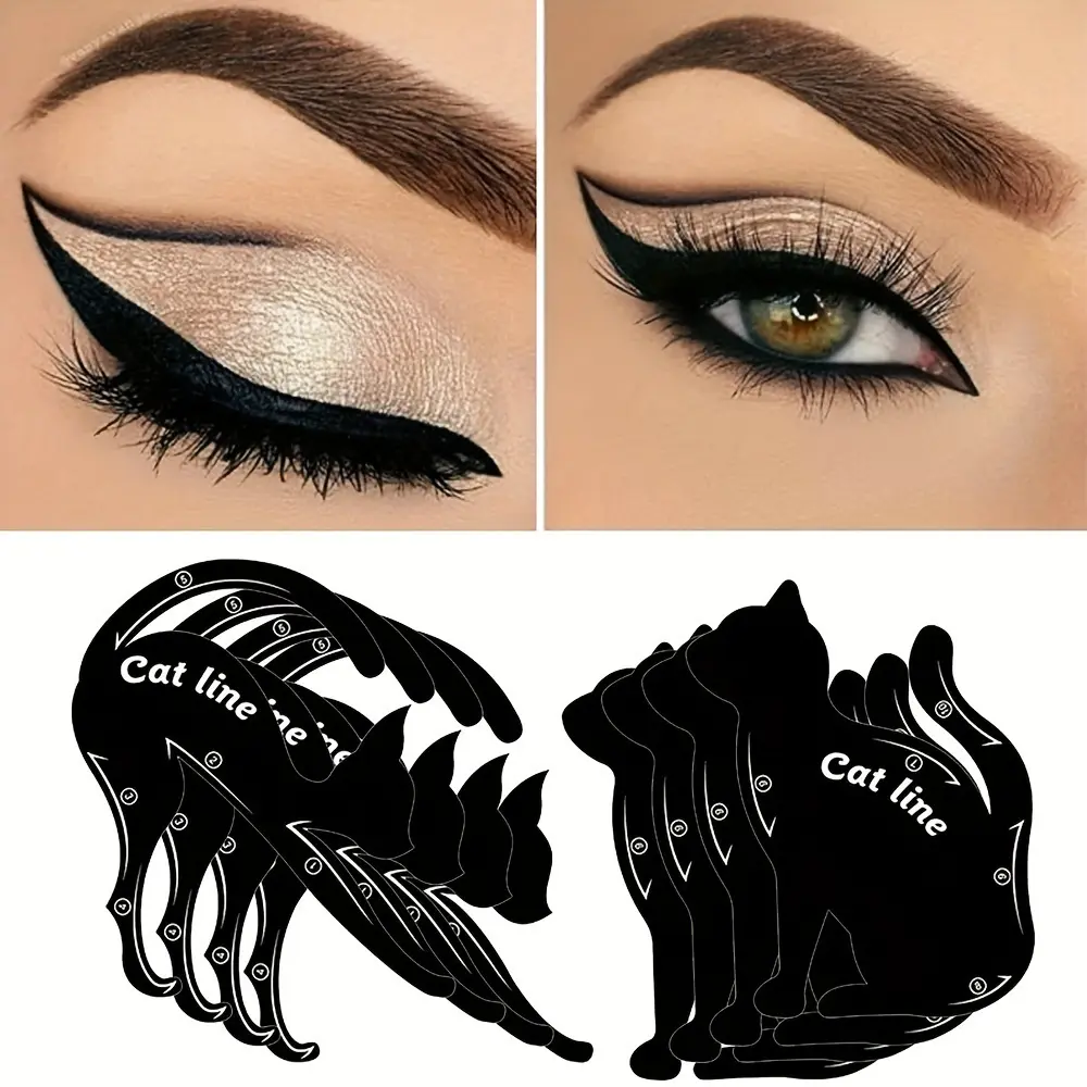 4pcs Eyeliner Stencils, Smoky Eyeshadow Applicators Guide Template Tool, Quick Make-Up Stencils Eyeliner Molds A Makeup Tool with A Variety of Shapes Eyeliner