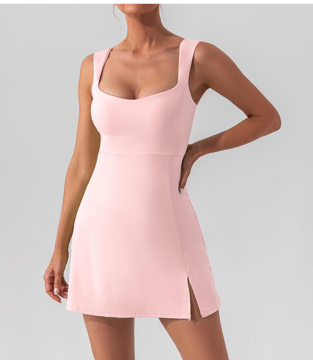 New sexy strapless sleeveless yoga tennis dress, lightweight and breathable outdoor golf sports dress for women