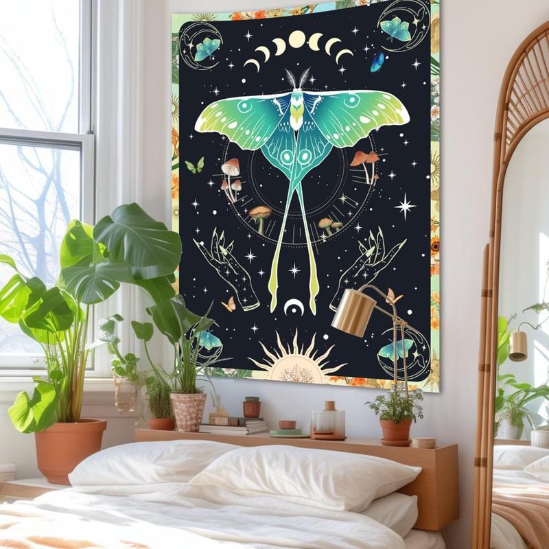 Forest Wall Tapestry for Bedroom, Nature Green Tree of Life Tapestries Wall Hanging, Fairy Tales Magical Landscape Backdrop Tapestry for Living Room Dorm Decor