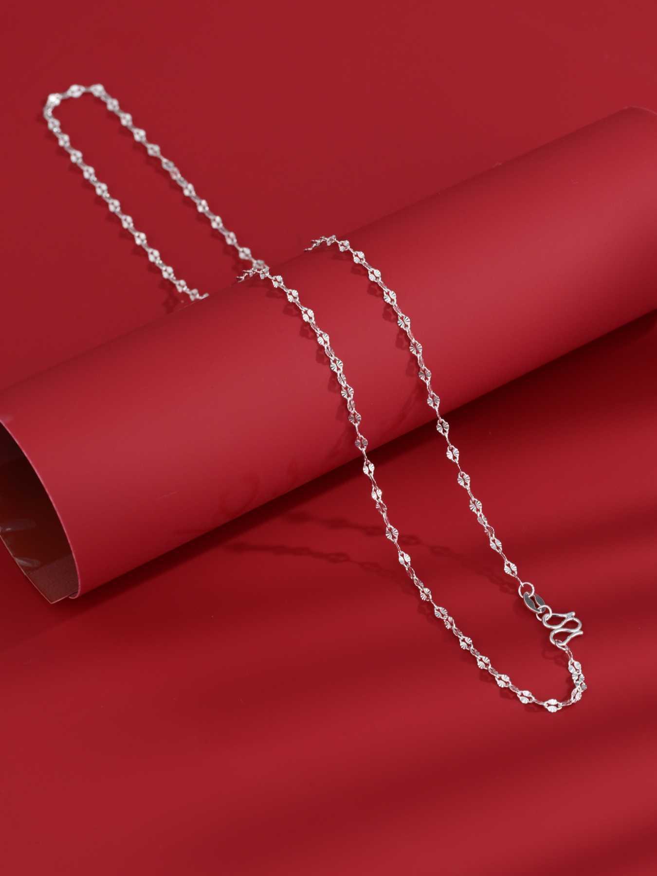 S999 Sterling Silver Simple Necklace, Minimalist Sparkling Necklace, Fashion Jewelry Accessories for Women As Gift