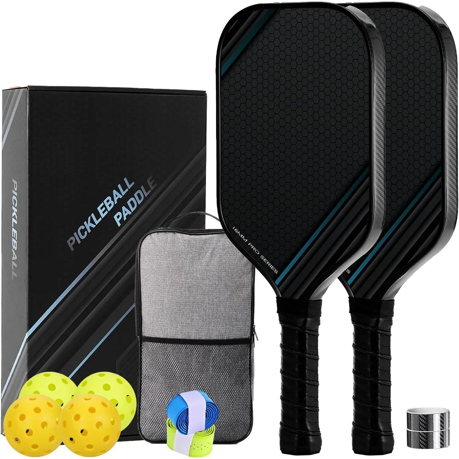 2-Pack Professional Carbon Fiber Pickleball Paddle Set, Lightweight High-Performance Rackets, Ideal Sport Gift for Beginners & Enthusiasts, Indoor-Outdoor Tournament Training Equipment, Core Pickleball Paddle large sweet spot