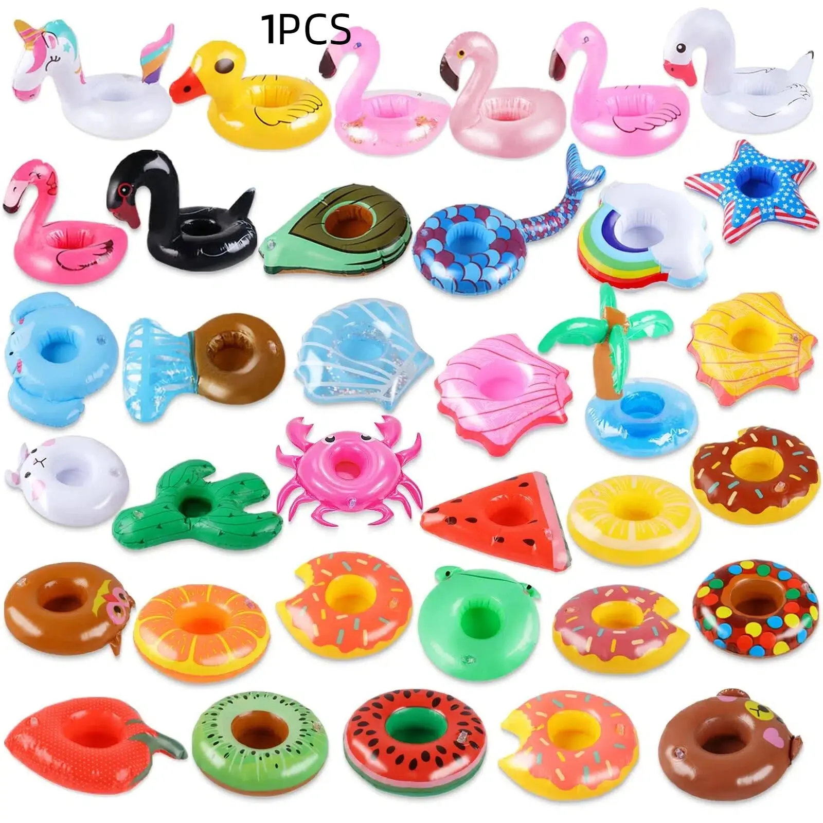 Inflatable Drink Holder Set, Coconut Tree Design & Heart Cup Mats, Perfect for Tropical Hawaiian Theme Pool Parties, Bar Party Decor, Home Festival Decoration