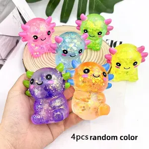 4 Pcs Axolotl Stress Toy Squeeze Axolotl Party Favors 2.56 x 2.64 Inches Malt Sugar Filled Stretchy Fidget Stress Relief Ball Sensory Toys for Adults Soothing Graduation Birthday Party Gift