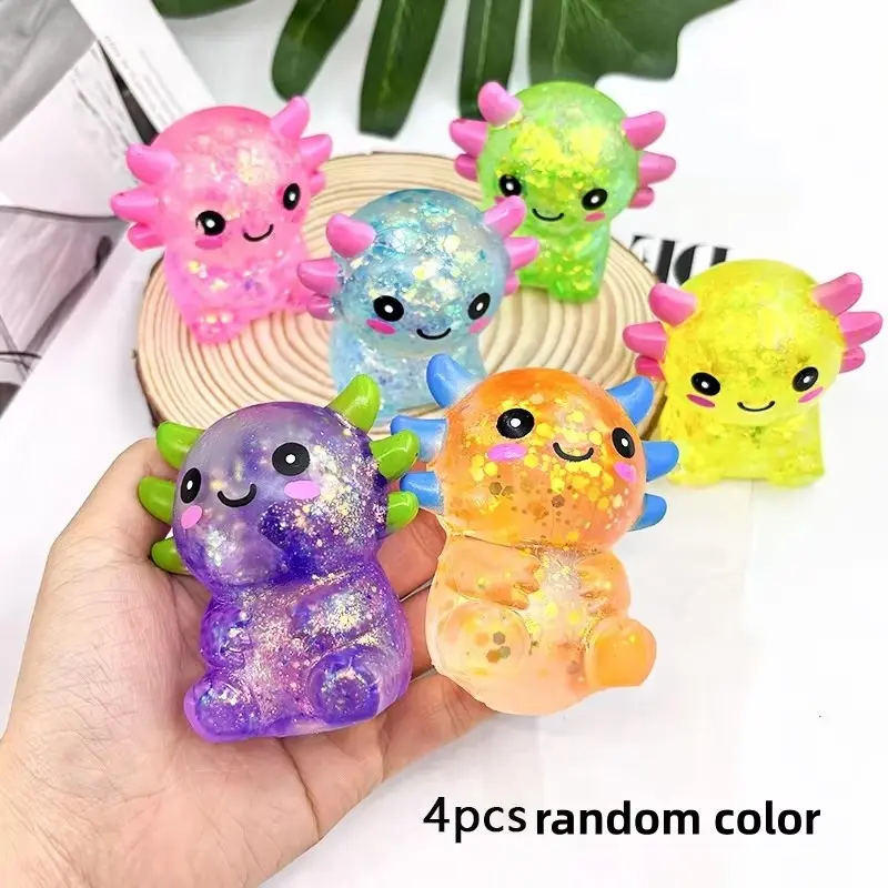 4 Pcs Axolotl Stress Toy Squeeze Axolotl Party Favors 2.56 x 2.64 Inches Malt Sugar Filled Stretchy Fidget Stress Relief Ball Sensory Toys for Adults Soothing Graduation Birthday Party Gift