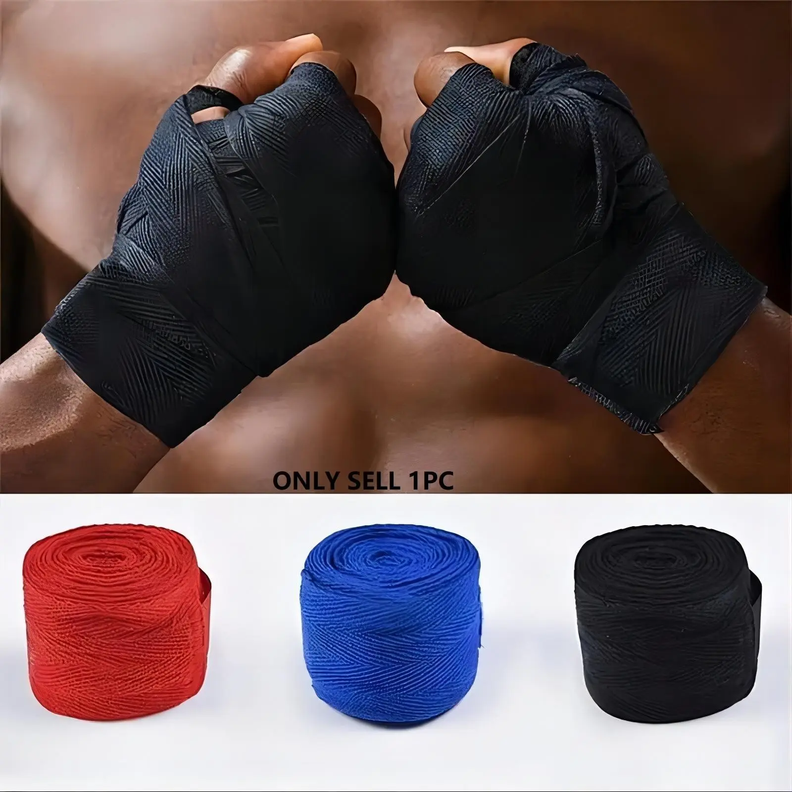 2.5m Cotton Boxing Wraps, Mma Gloves Pack, Waist Belt, Competition Bandages, Professional Training, Sweat-Wicking, Elastic Hand Protection, Boxing Training Gear, Boxing Equipment