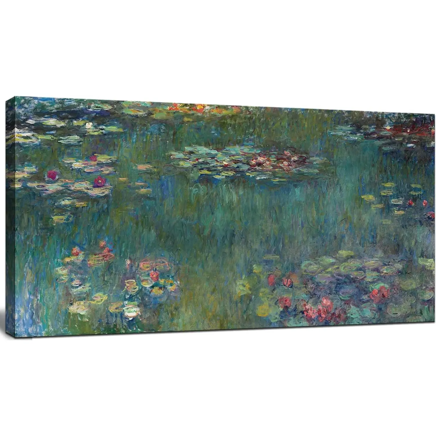 Large Water Lilies By Claude Monet Canvas Wall Art Famous Painting - Classic Canvas Art Wall Decor Picture Print With Framed For Home Office Wall Decor-20" X40"