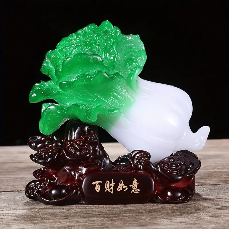 4.3 Inch Resin Cabbage Statue Ornament, Feng Shui Wealth Attraction, Home Decor, New Year, Moving In, Christmas Gift, Festival Decoration