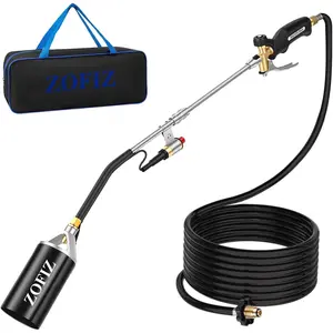Propane Torch Weed Burner Kit with Storage Bag,10FT Hose Heavy Duty Blow Torch 33"Flamethrower with Self Igniter and Turbo Trigger for Weeding Roofing Ice Melting Road Marking(Fuel Not Included)