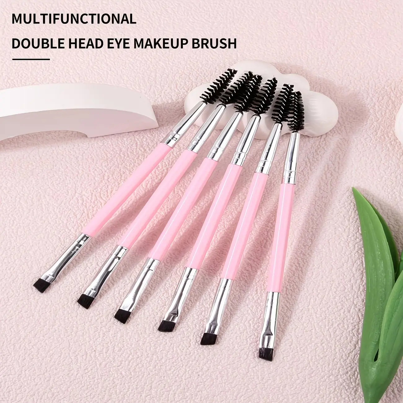 6pcs Large Eyeshadow Lash Brush, Plastic Handle Dual-Ended Lash Brush, Spiral Brow Comb, Ultra-Thin Eyeliner Brush, Beauty Tools