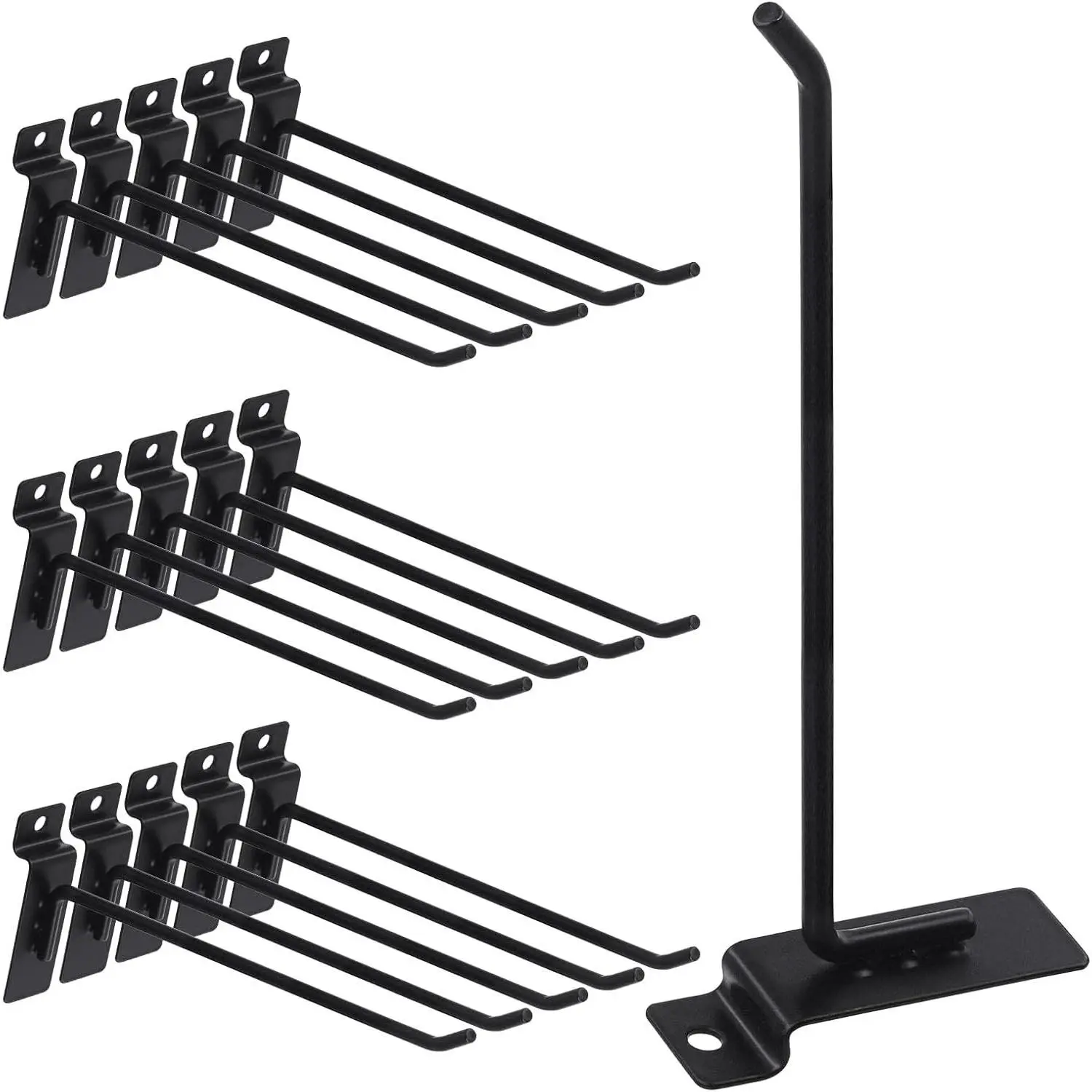 20Pcs 8 Inch Heavy Duty Slatwall Hooks Assortment Kit - Accessories for Slatwall Panel, Garage Organization, Pegboard, Gridwall - Display Hooks for Retail, Black