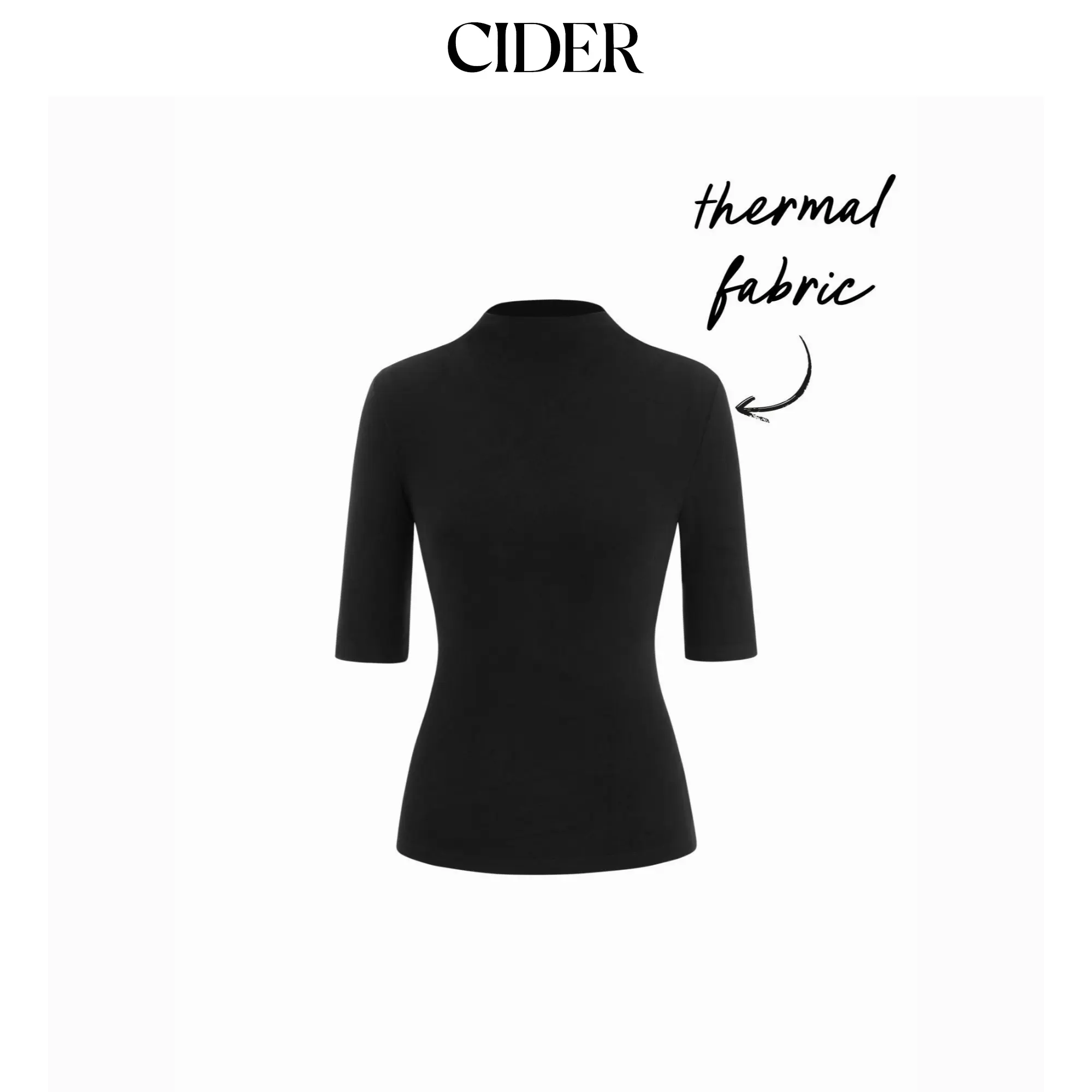 Cider Thermal Cotton-blend Stand Collar Solid Mid-length Sleeve Tee SummerWins SummerFinds