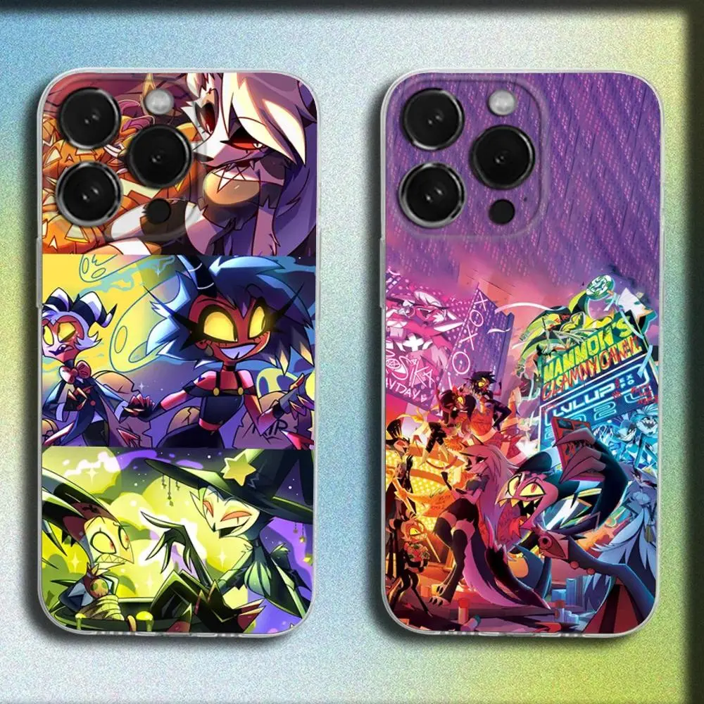 Anime Helluva Boss Personalized Phone Case, Transparent Gloss TPU+PC Shell Soft Protective Mobile Phone Accessory Compatible with iPhone 11-16 Pro Max/Plus & Samsung Galaxy S23-S25