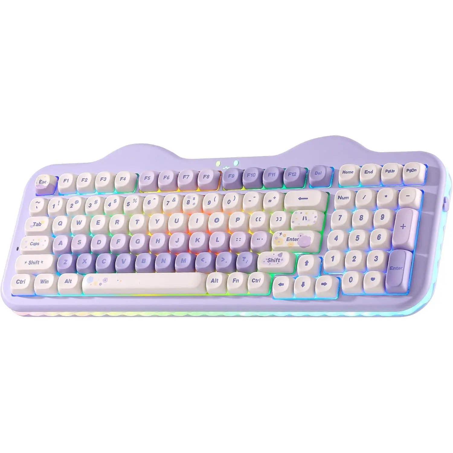 C98 Cute Milk Mechanical Keyboard with Number Pad, Hot Swap, PBT MOA Keycaps Set, BT5.0/2.4G/USB-C, Gasket Mount, Custom RGB Backlit for Windows
