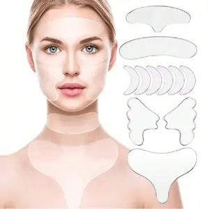 1-16pcs Reusable Silicone Wrinkle Patches, Overnight Smoothing Facial Strips, for Face, Neck, Chest, Forehead, Frown Lines, Crow’s Feet, Smile Lines, Cleavage
