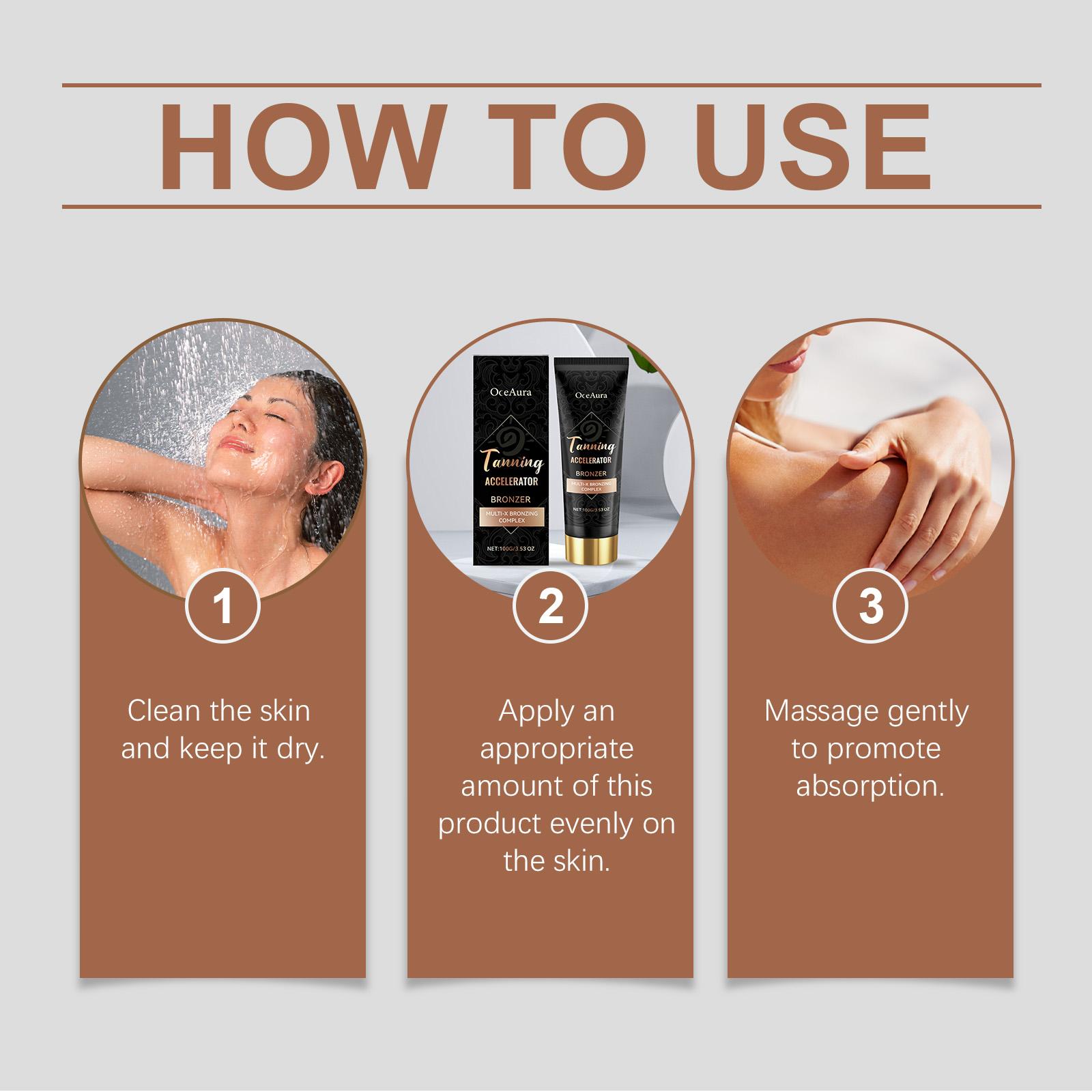 OCEAURA  Dark Tanning Bed Lotion with Bronzer, Tanning Accelerator with Coconut & Aloe, Rosemary & Vitamin C Antioxidant, UV Resistance No Sunburn, Fast Natural Bronze, Deep Hydration & Repair for All Skin wipes shower Intensive Gel Hydrating  self