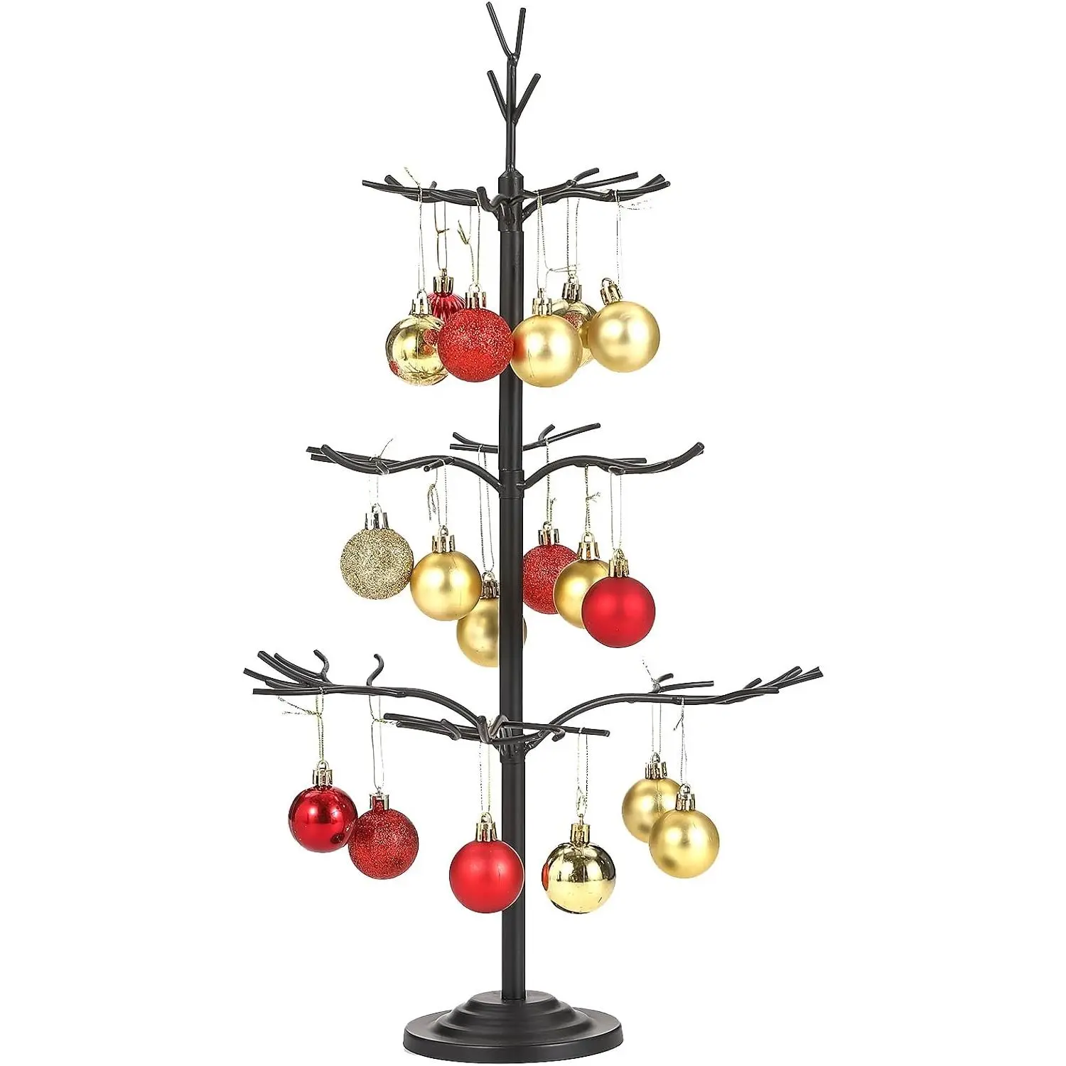 Metal Ornament Display Tree, Black Christmas Ornament Tree Display Stand | 22 Inch Christmas Tabletop Ornaments Hangers Stand, 3-Tier Wire Displays Trees for Easter Halloween Christmas Ornaments