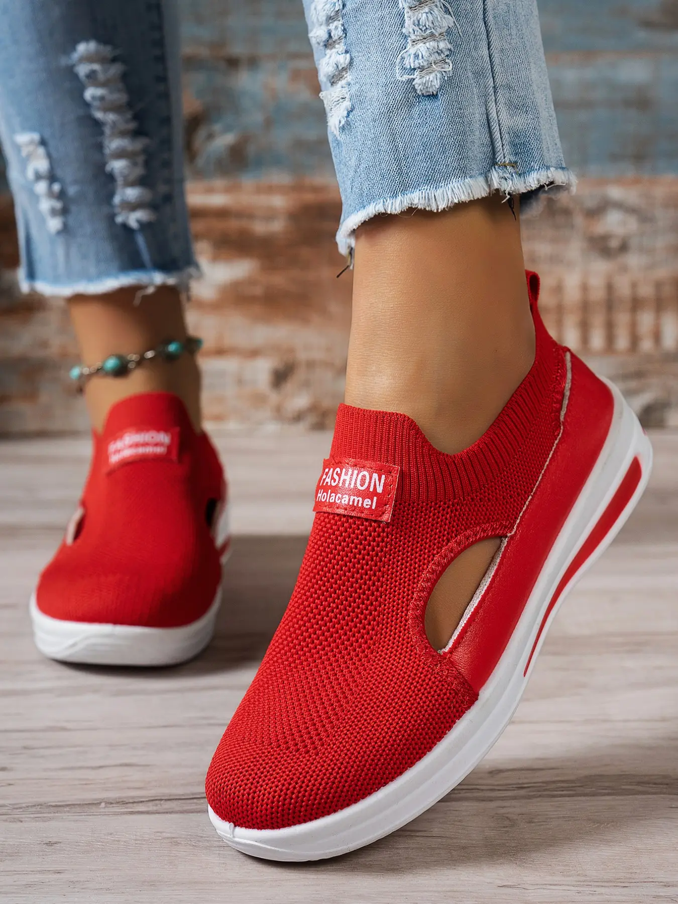Summer Hollow Out Breathable Two-Wear Lazy Casual Fashion Shoes for Women, Colorblock Soft Sole Anti-Slip Backless Sandals, Lightweight Slip-On Walking Shoes