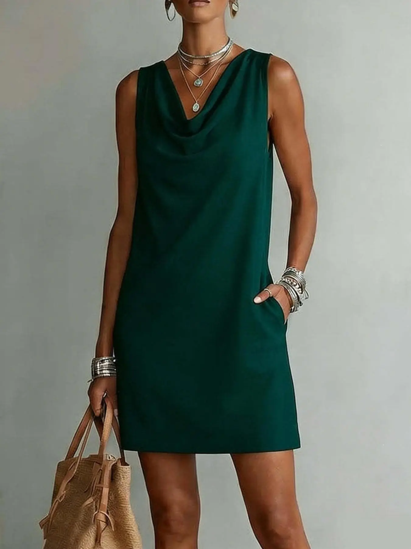Classic Light Sleeveless A-Line Dress, Comfortable Fit for All Body Types, Casual Style for Daily Wear, Perfect for Any Occasion