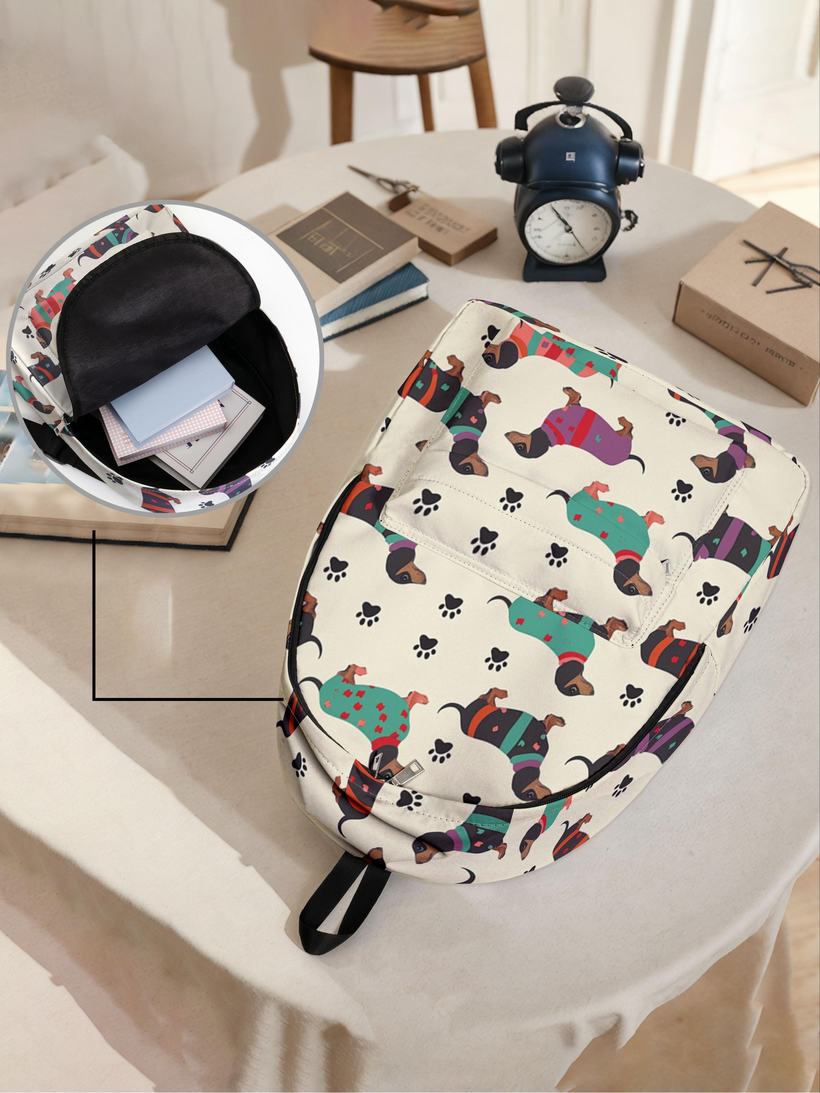 Dog Pattern Casual Printed Backpack, Fun Design for Daily Use with Spacious Storage, Ideal for School, Business Trips, and Travel