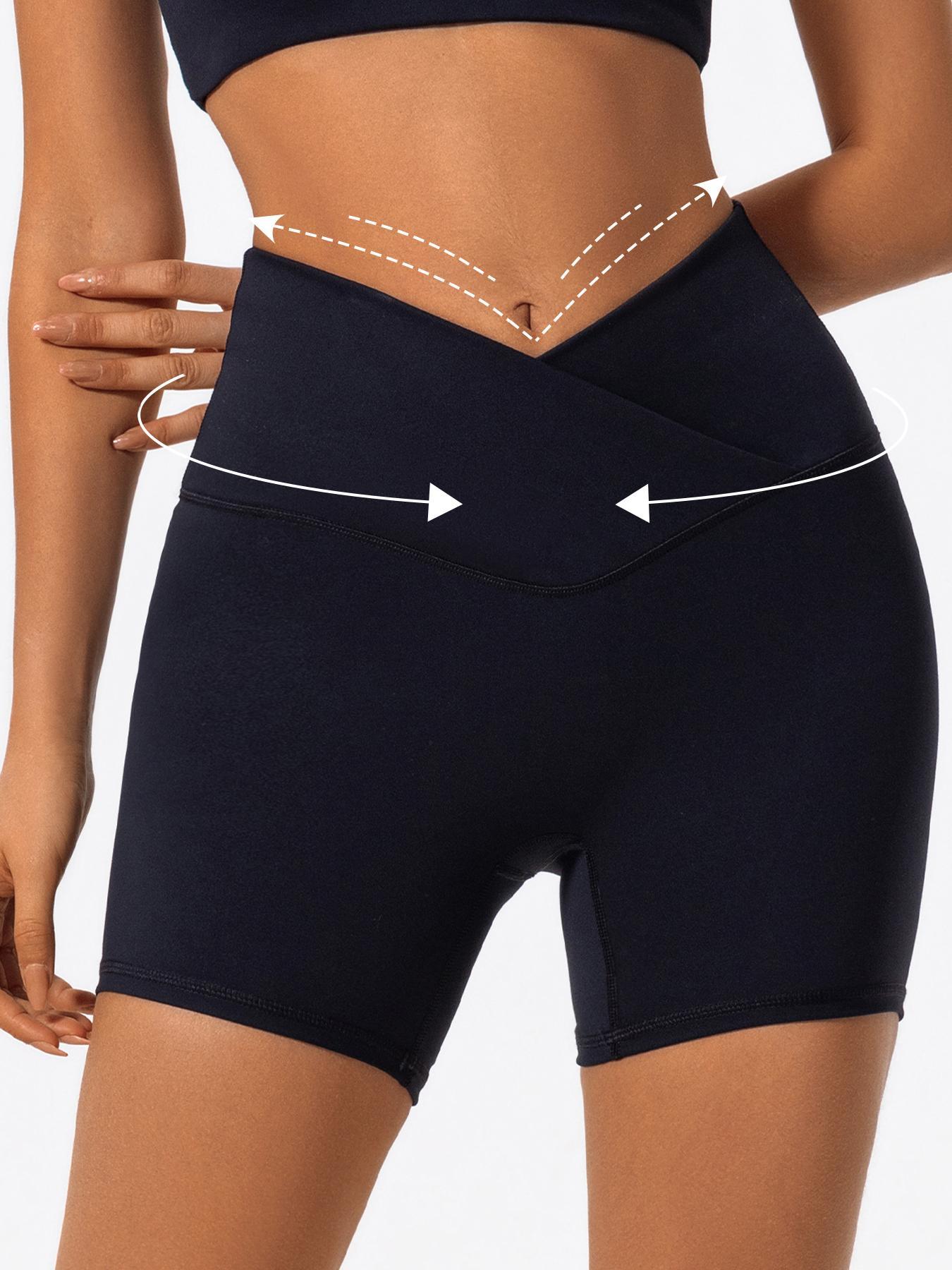 Women's Solid High Waist Sports Shorts, High Stretch Seamless Yoga Shorts, Active Shorts, Ladies Sportswear for Indoor Outdoor Wear, Gym Workout Shorts