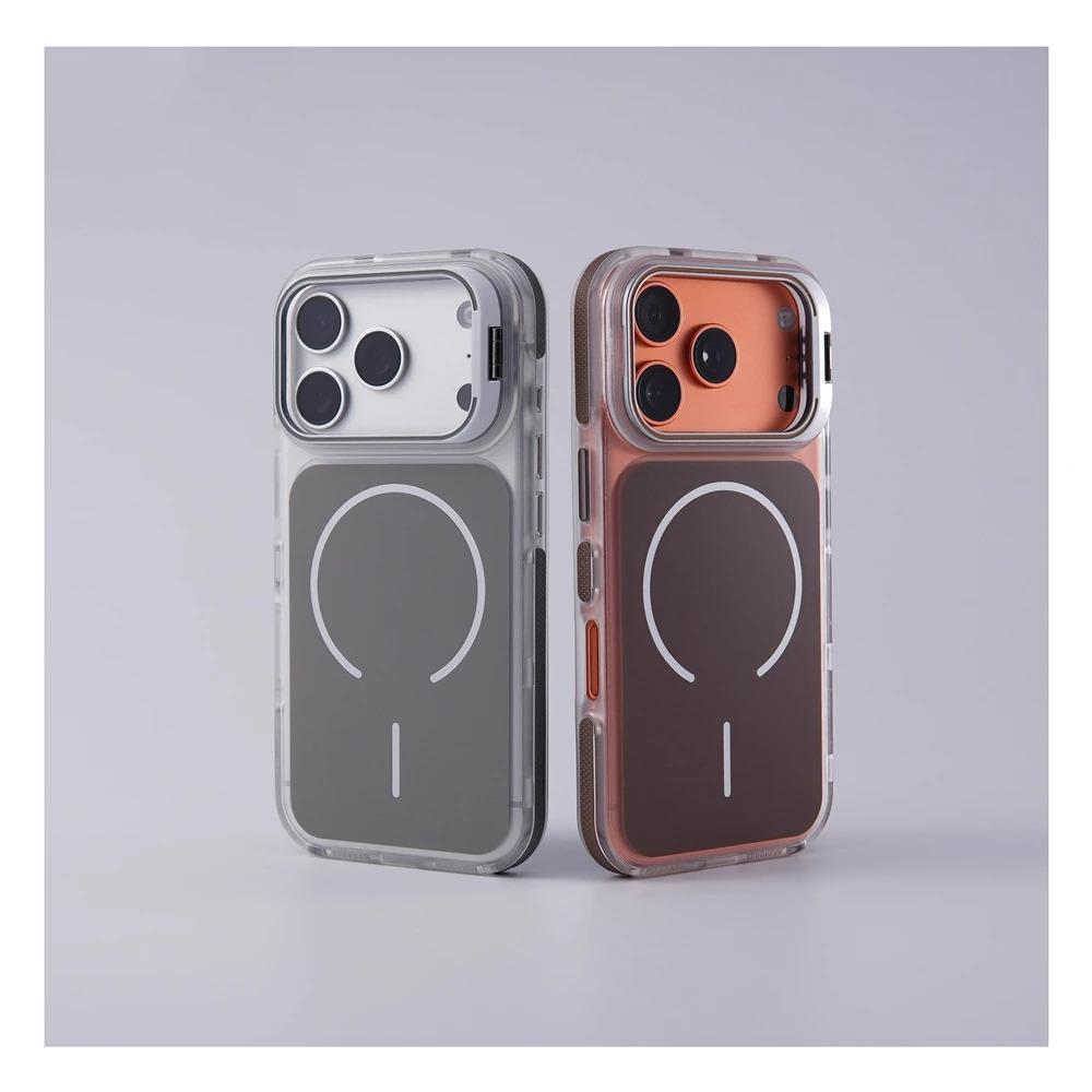 Luxury Matte Shockproof Magnetic Bumper Case For iPhone  17 Air 17 16 15 14 13 12  Pro MaxPlus For Magsafe Lens Protect Stand Cover