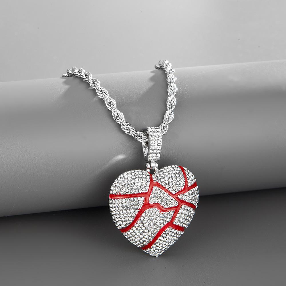 Hip-hop pendant heartbreak BrokeHeart personalized alloy diamond-studded couple's necklace, unique style trend