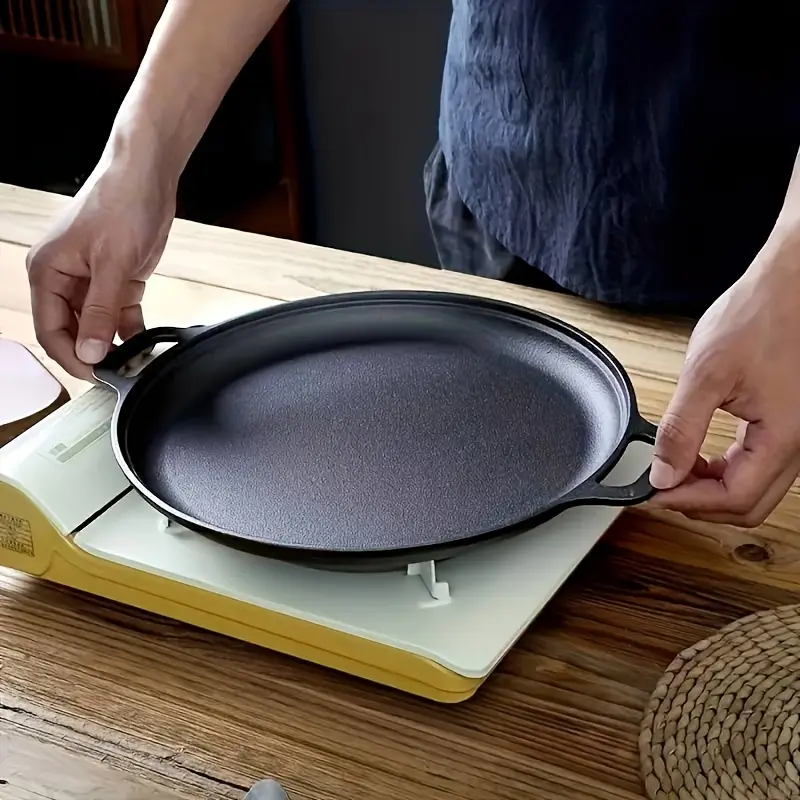 1pc Multi-Function Cast Iron Griddle Skillet - Non-Stick Pan for Pizza, BBQ, Pancakes - Compatible with All Stovetops, Ideal for Home Kitchen and Outdoor Cooking, Nonstick Pan, Nonstick Kitchenware