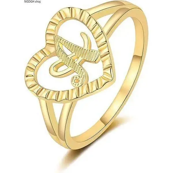Gold Plated Heart-Shaped Arabic Calligraphy Ring, Polished Stainless Steel Band, Engraved Textured Design, Perfect for Everyday Wear, Cultural Style & Meaningful Gifting, Cultural Look, Polished Finish