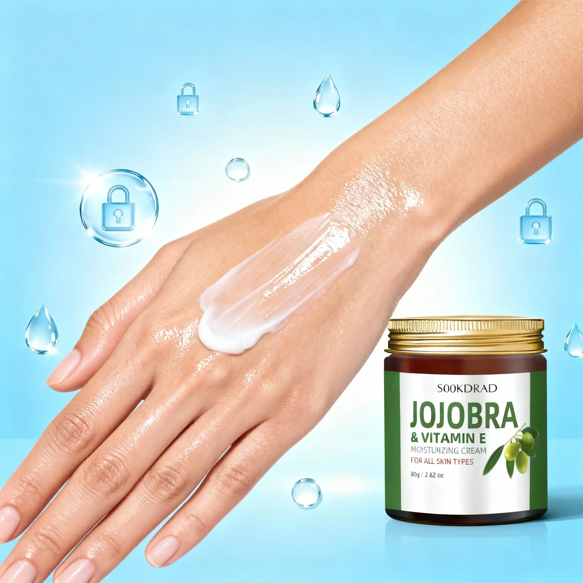 Jojobra Vitamin E Moisturizing Cream, Nourishing and Hydrating, Suitable for Face and Neck, 80g, Daily Morning Skincare, All Skin Types