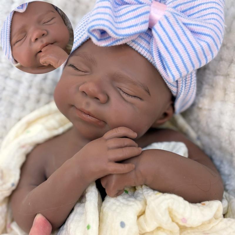 17 Inch Dark Skin Pascale&Vivienne Full Silicone Reborn Girl Doll Can Open Mouth Lifelike Artificial Painted Skin Handmade Flexible Waterproof Silicone Doll For Children