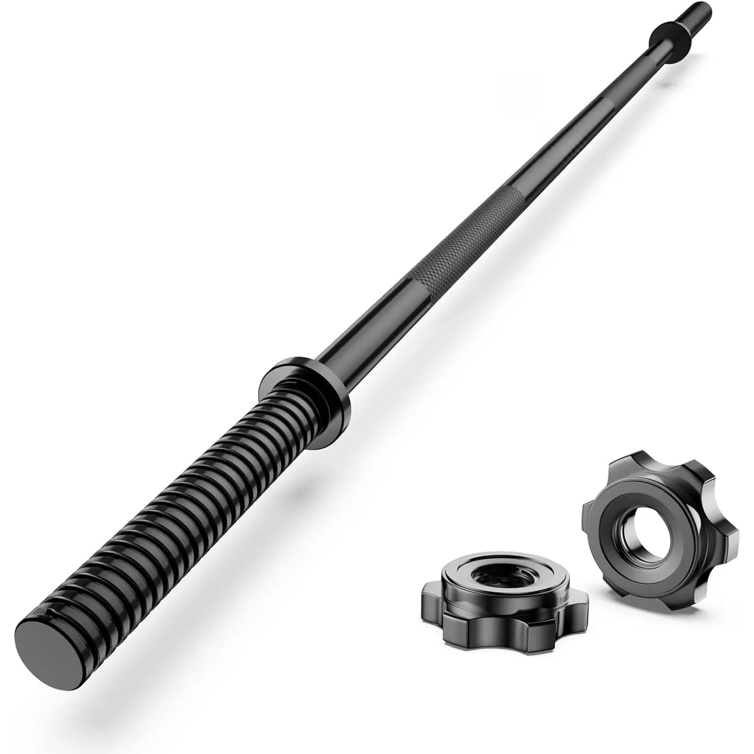 Weight Lifting Bar 57", 1" Standard Straight Barbell Bars Olympic for Home Gym Weight lifting/Strength Training/Squat/Bench Press/Deadlift/Lunges/Hip Thrusts, 2 Star Collars (480lb Weight Capacity)