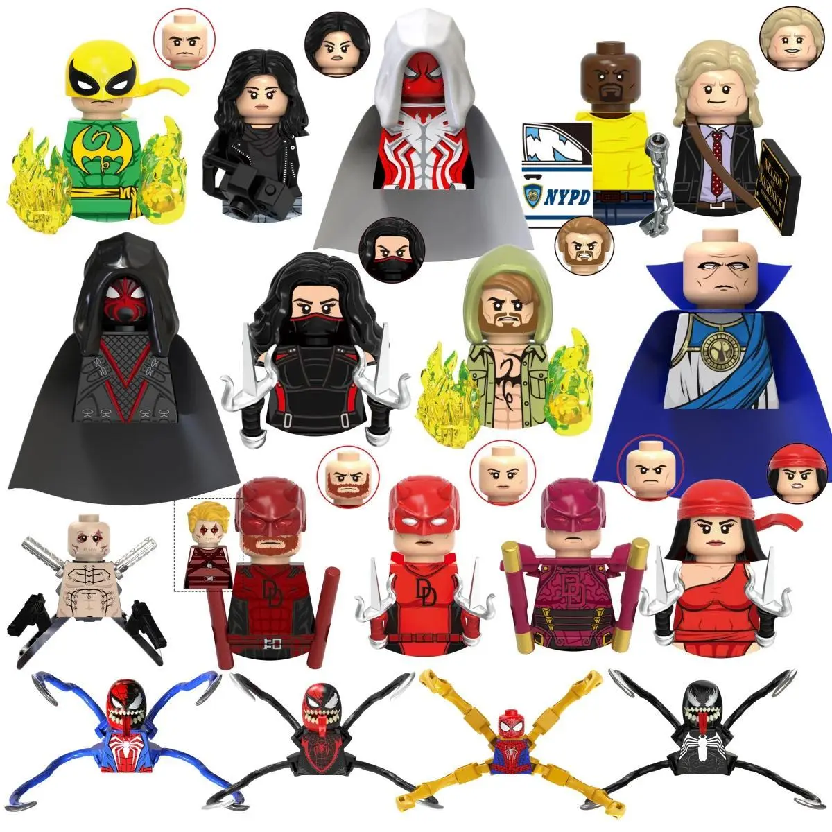 Blind Box Mini Building Blocks TV6204 Figures Big Goblin Spiderman Iron Man Venom Captain Hawk Deadpool Armor Christmas Gift Toy