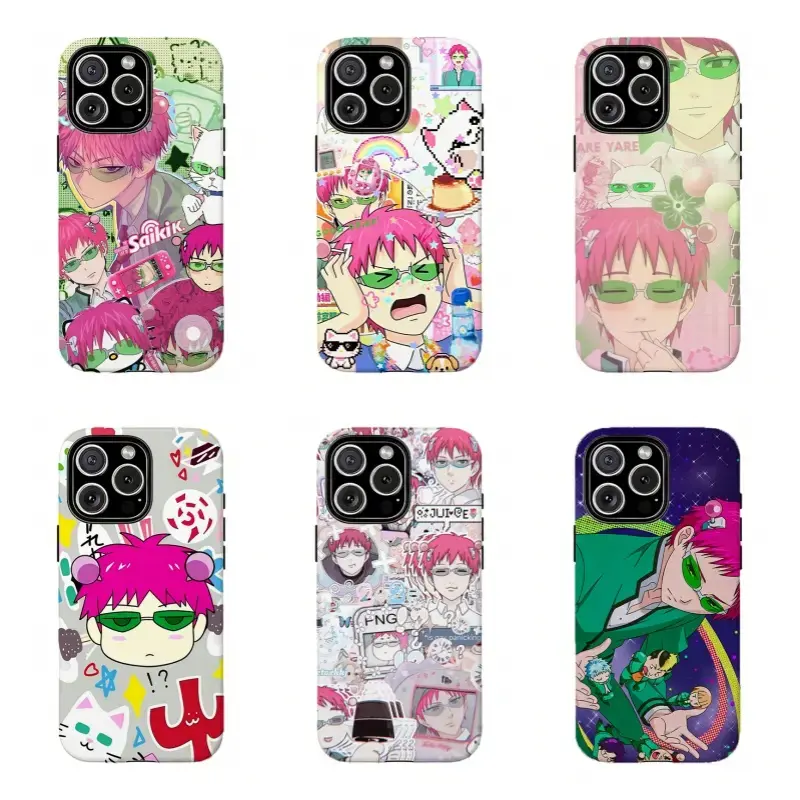 The Disastrous Life of Saiki K Anime Phone Case, Saiki Kusuo Y2K Collage Aesthetic,Cover For iPhone 17 Pro Max 16 15 14 13 12 11 for Samsung S21 S22 S23 S24 S25 Phone Case,Perfect Holiday Gift