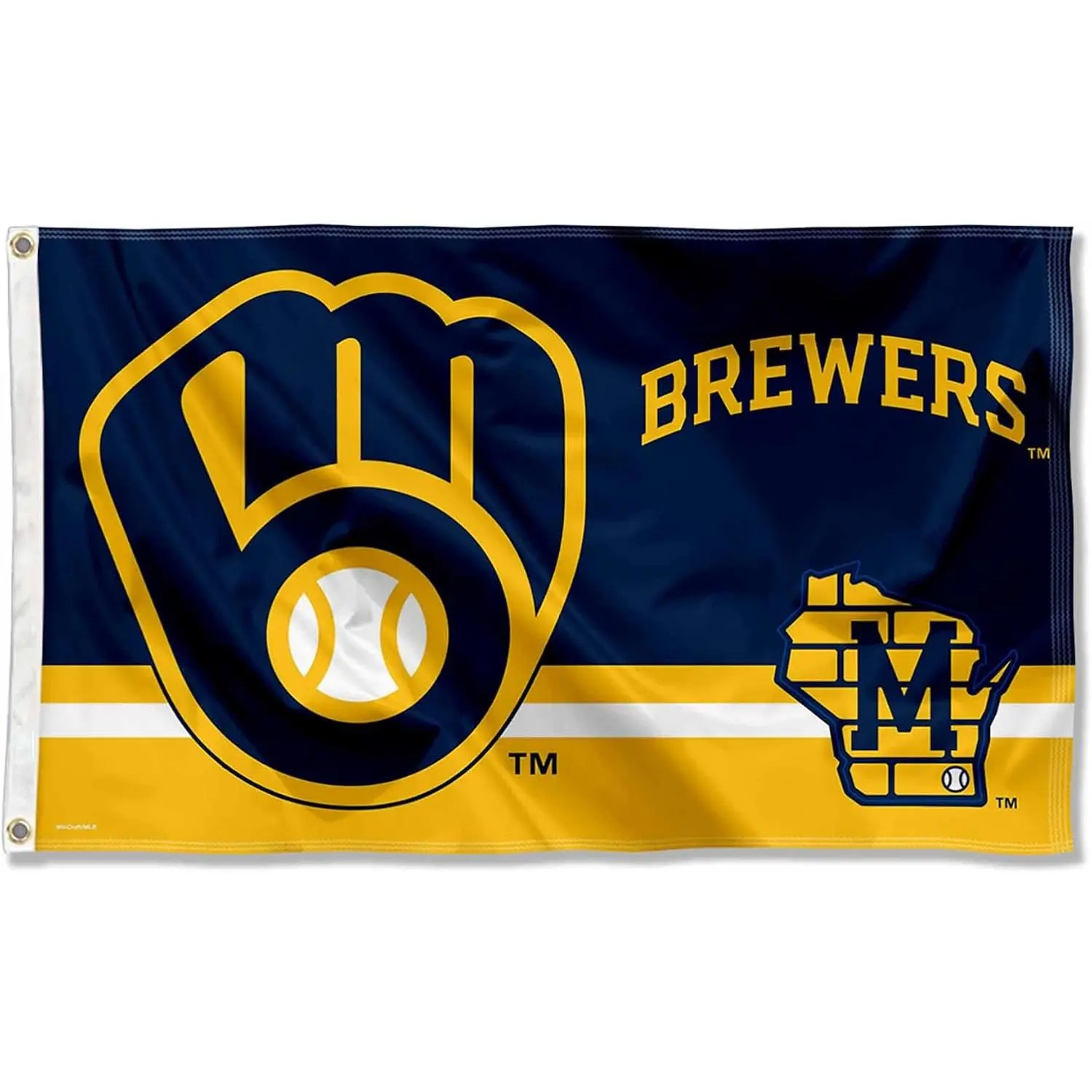 WinCraft Milwaukee Brewers Logo Insignia 3x5 ft Grommet Banner Flag, Lightweight Decoration flags for room