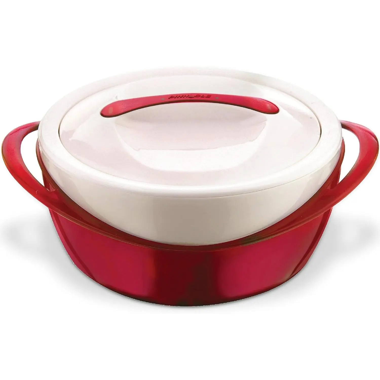 3.6 Qt Large Insulated Stainless Steel Casserole Dish with Lid & Handles - Kitchen Hot Pot Food Warmer/Cooler, Thermal Soup/Pasta Serving Bowl - Red Gift for Moms