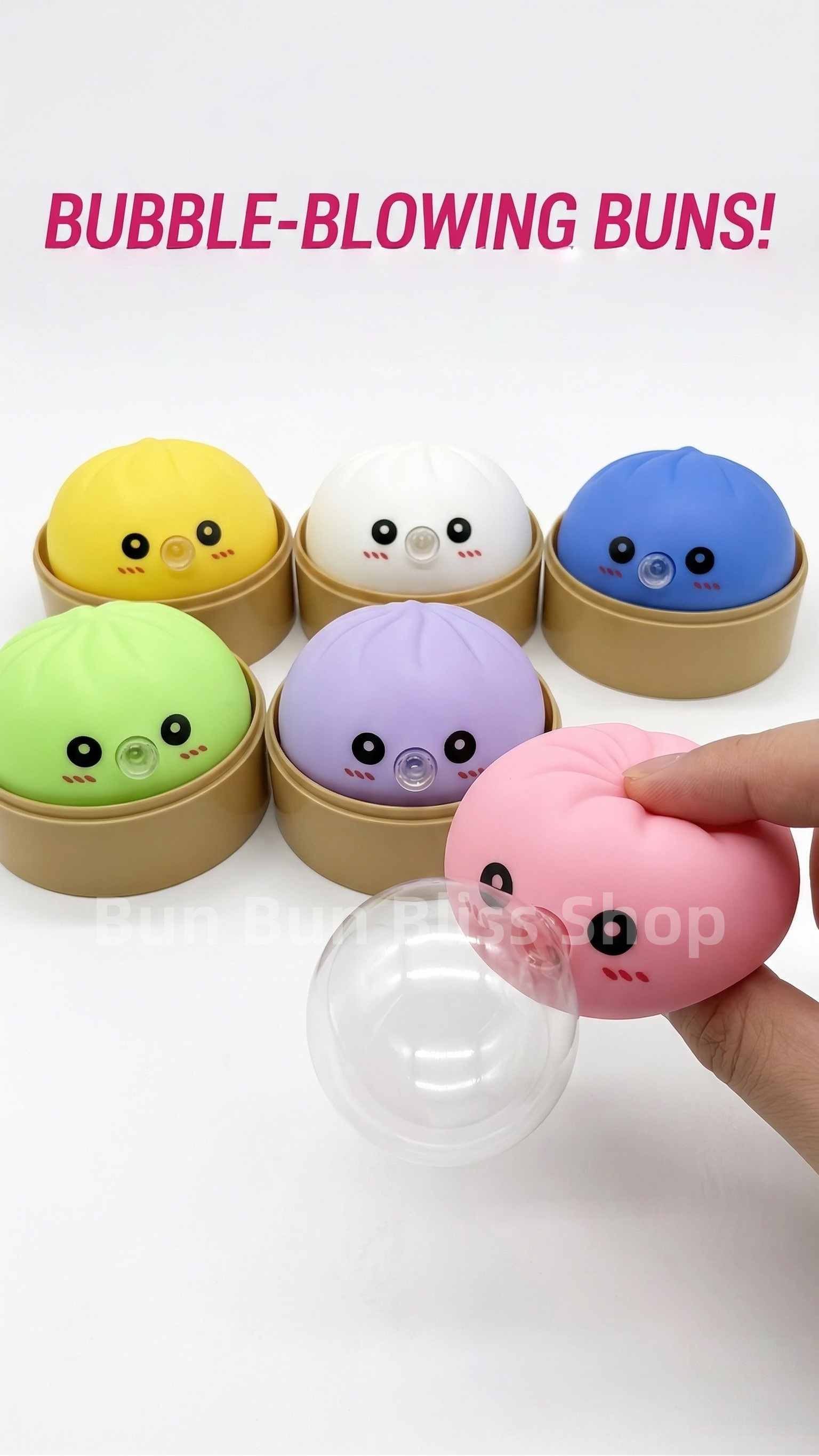 Kawaii Bubble-Blowing Steamed Bun Squishy Toy - Cute Sensory Fidget & Stress Relief