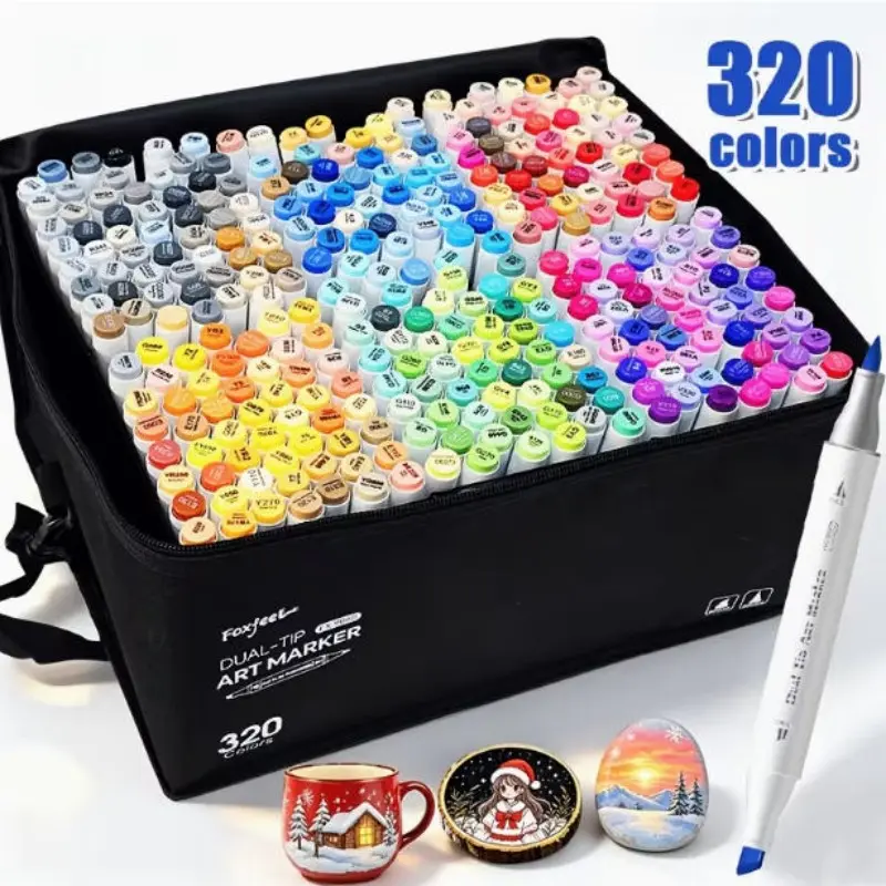 New 320 Colors Alcohol Marker Set, Dual-Head Art Markers with Storage Box, Ideal Drawing Tool for Artists and Kids, Christmas gift