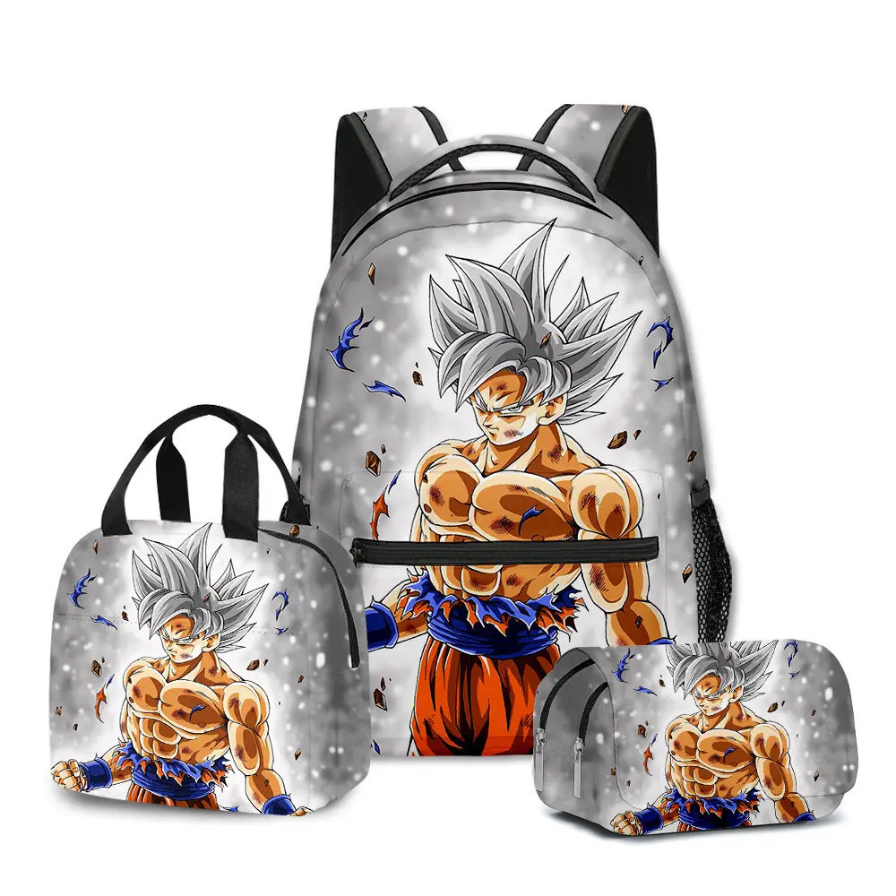 New 3D Stylish Anime Style Graphic Print 3 In 1 School Bag Set Wear Resistant Backpack With Insulated Lunch Bag And Stationery Pouch Large Capacity Waterproof Student Book Bag For Teenagers Daily School Travel Ready Stock Gag Toys & Practical Jokes