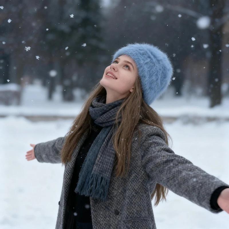 Winter Warm Unisex Y2k Beanies Leisure Outdoors Soft Fluffy Angola Winter Knitted Hat Female Plush Windproof Bonnet Skullies Cap