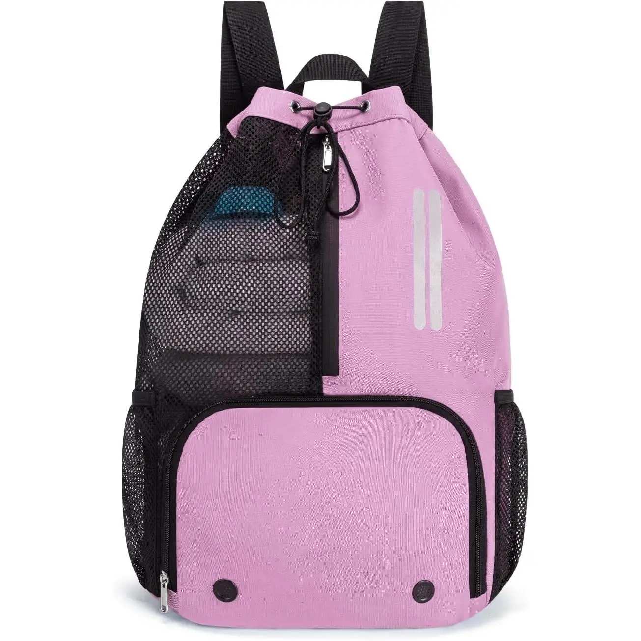 Swim Bag Mesh Drawstring Backpack with Shoe Compartment & Wet Pocket Waterproof Beach Backpack Pool Bag for Swimming, Gym, Travel and Workout Gear (Pink)