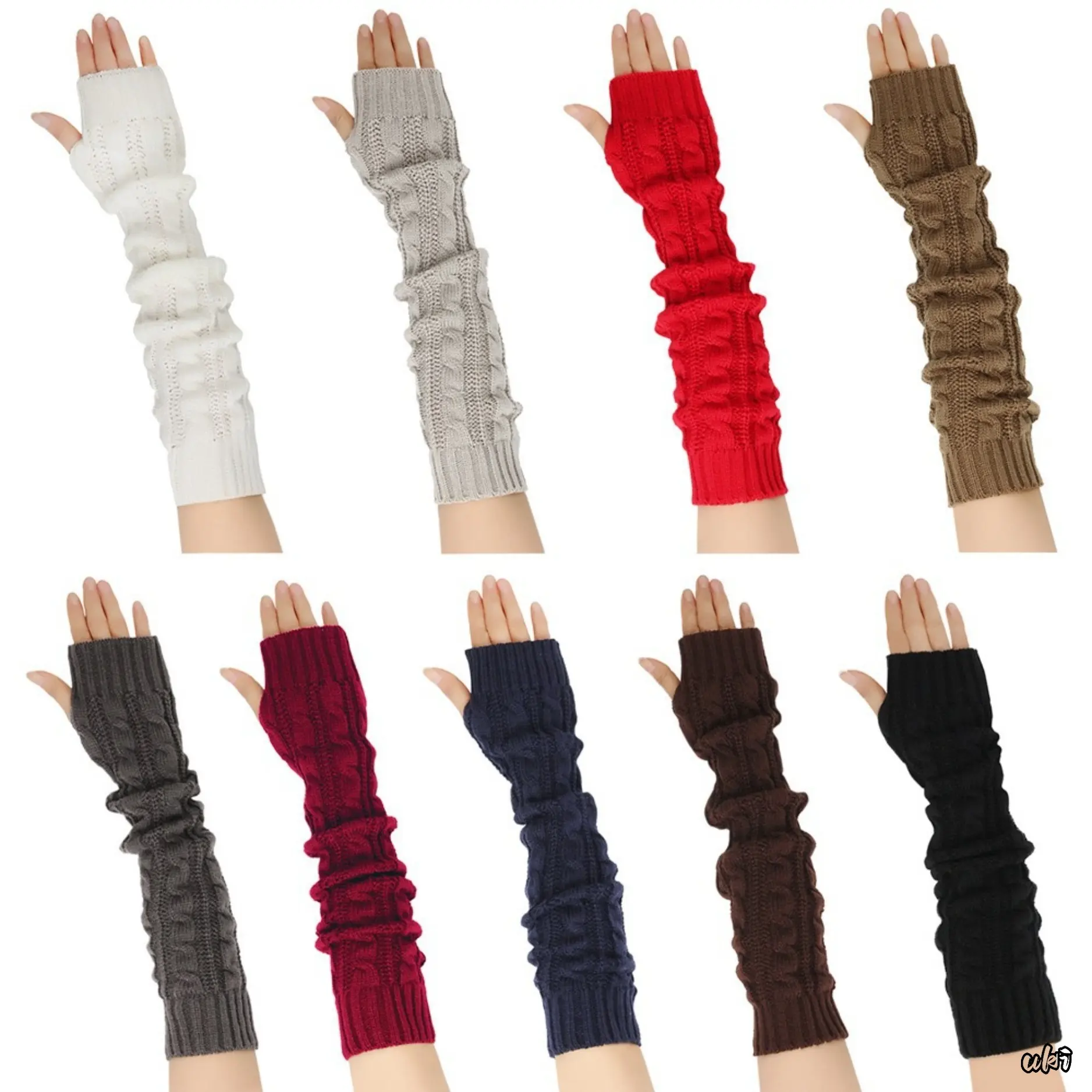 New Autumn Winter Unisex Long Knitted Wool Half Finger Arm Warmers, Touch Screen Compatible Thermal Sleeves, Soft Plush Cold Proof Arm Covers, Stretch Comfort Hand Cuffs For Daily Commute, Cycling, Office Typing And Outdoor Cold Weather Protection