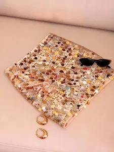 Elegant Sequined Skirt for Women, Perfect for Parties and Commuting, Stylish Half-Sleeve Design, Versatile Fashion Choice, Elegant Casual Skirt