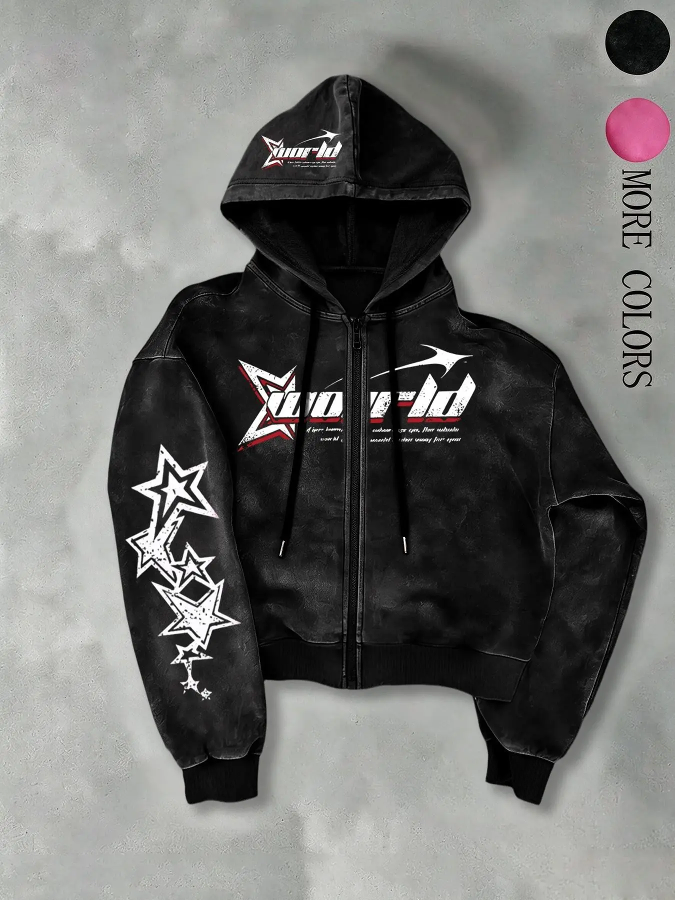 Men's Fall Winter Star Letter Print Hoodie, Traceable Cotton Zipper Jacket, Casual Loose Fit Sweatshirt, Trendy Streetwear, Graphic Streetwear Clothing
