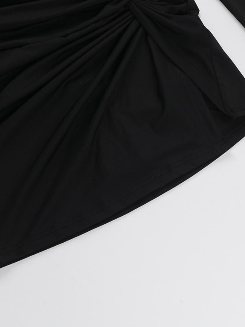 Women's Solid Long Sleeve Bodycon Dress, Casual Fashion Mini Dress for Daily Outdoor Wear, Ladies Clothes for All Seasons